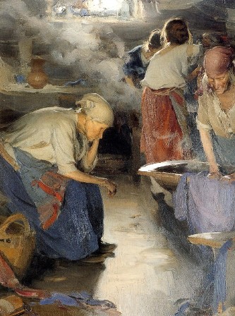 Archipow, Abram Jefimowitsch, 1862-1930 Russisch schilder, (The Washer Women (2nd version) by Abram Arkhipov (c. 1901) at the Tretyakov Gallery, Moscow)