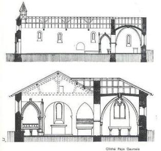 Tekening St.Hilaire kerk in Marville